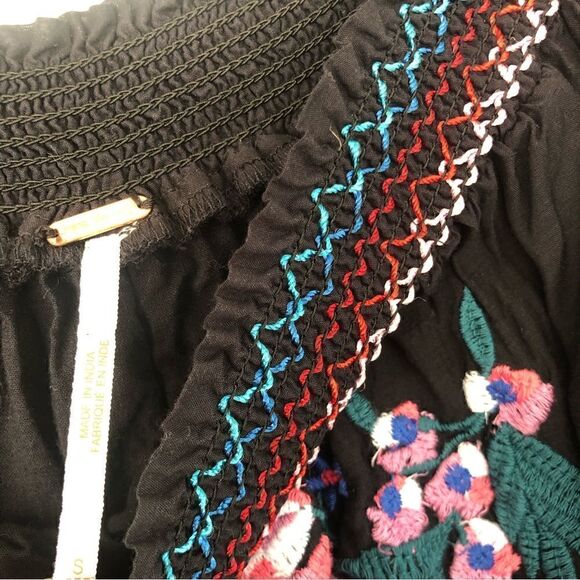 ‎FREE PEOPLE Sunbeam Floral Embroidered Off Shoulder Tiered Boho Dress Si… - Picture 7 of 11